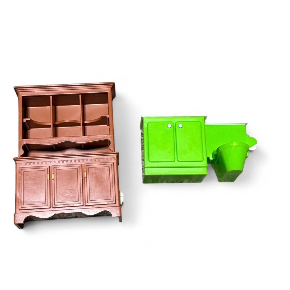 Vintage Fisher Price Dollhouse Furniture Hutch Sink Toilet Lot 1980 Accessories‎